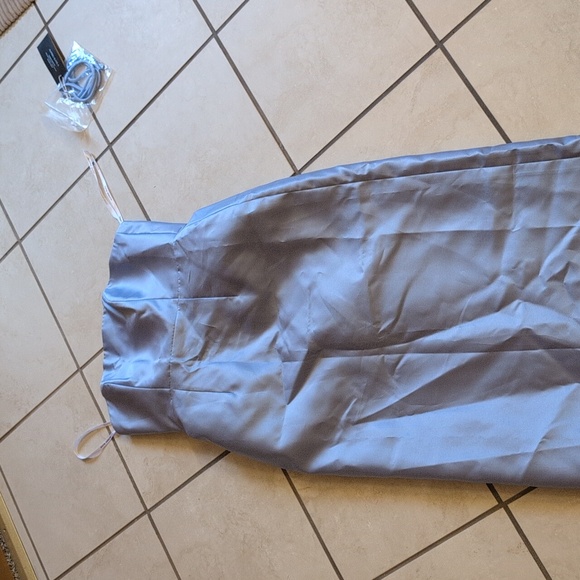 NWT Alfred Sung Strapless Column Gown Maxi Dress Back Slit Cloudy Blue 6 - Picture 2 of 13